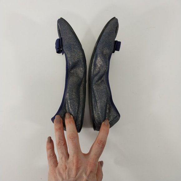 Salvatore Ferragamo Shoes Womens 5.5 M Purple My Joy Ballet Flats Bow Shimmer - Picture 7 of 13